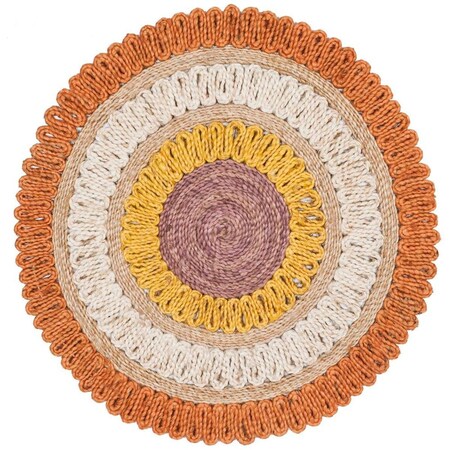 Safavieh Natural Fiber Hand Woven Round Area Rug; Orange & Multicolor - 5 x 5 ft. NF201E-5R